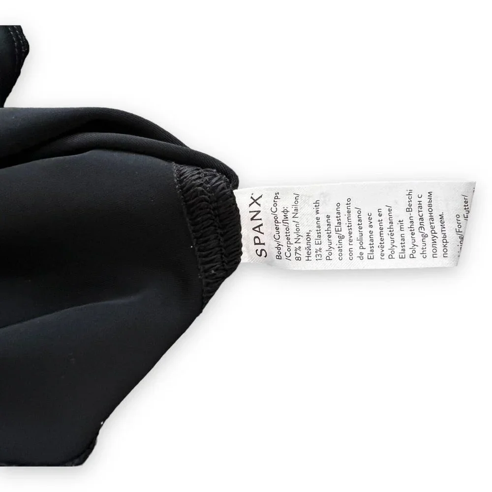 Spanx‎ Black Matte Camo Leggings Womens Medium Faux Leather High Waist